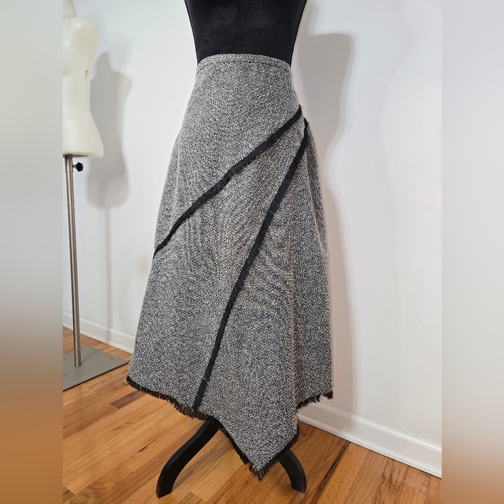 Vintage Asymmetrical Herringbone Maxi Skirt